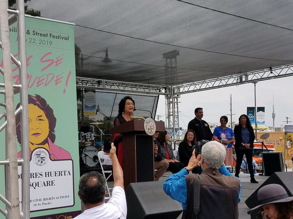 Dolores Huerta at dedication of Dolores Huerta Square in Boyle Heights